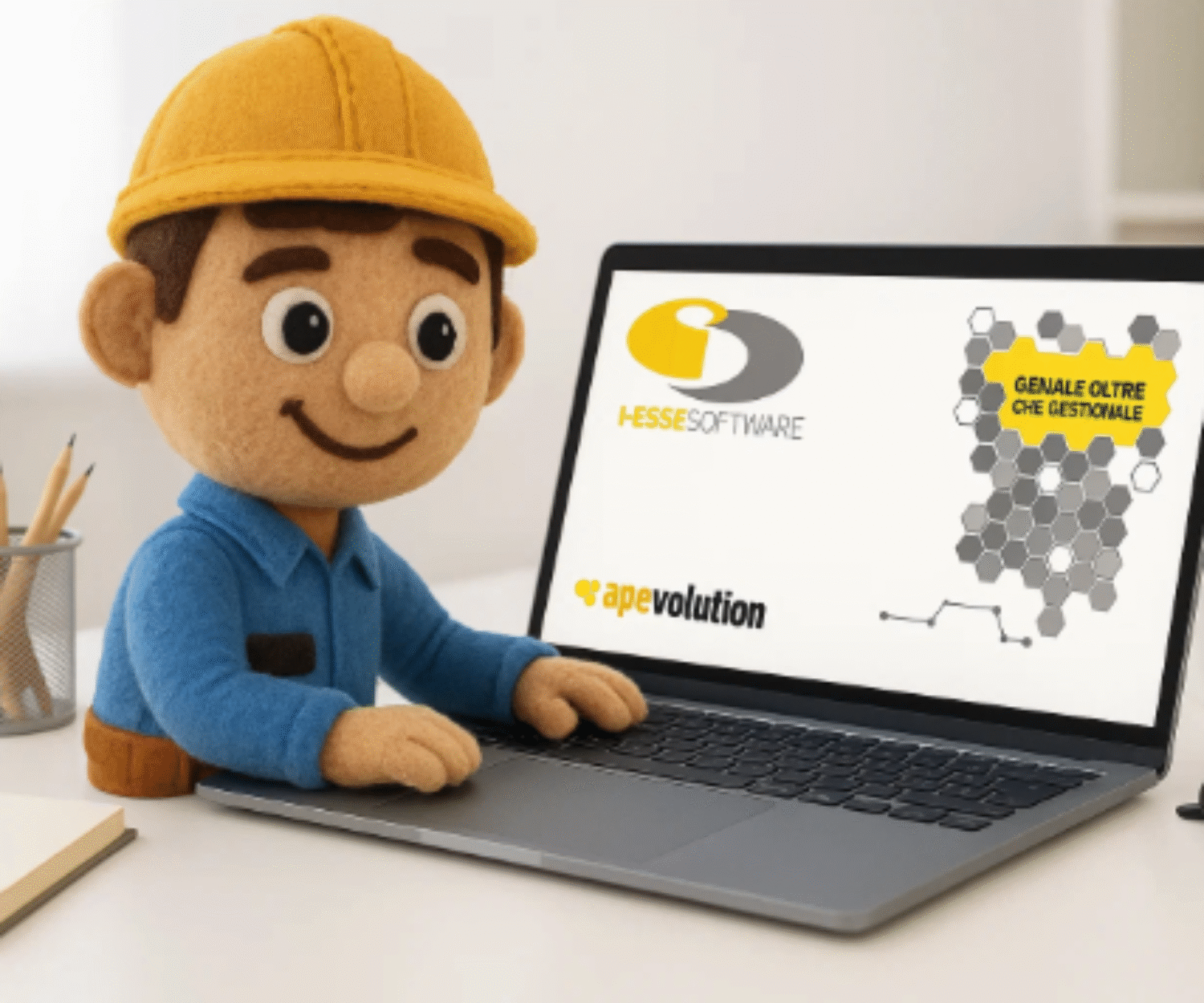 tecnico davanti al software gestionale impiantisti apevolution